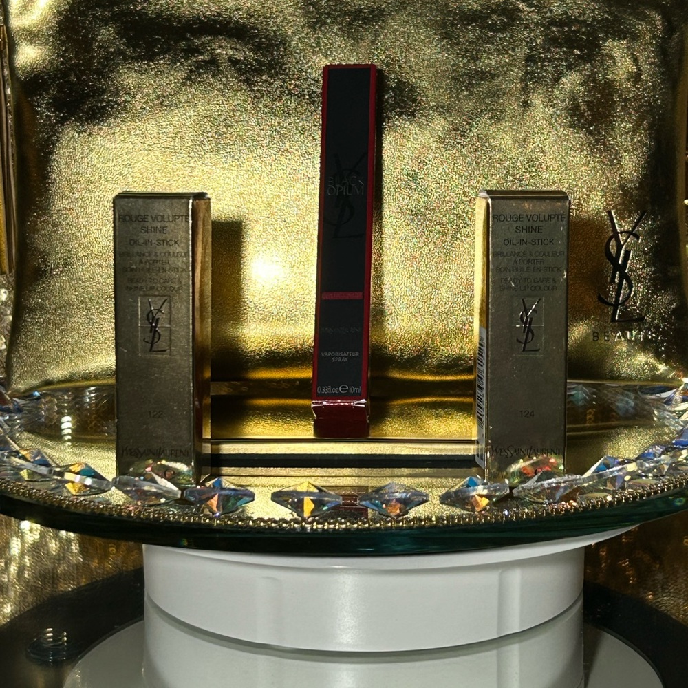 YSL Cosmetic Bundle Metallic Bag 10” x 6.5”, Black Opium 10 ml & 2 Oil Sticks - Picture 11 of 11